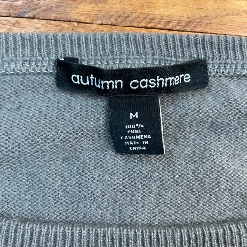 Autumn Cashmere Taupe Gray Cashmere Crew Neck Short Sleeve T Shirt Sweater - Picture 5 of 9